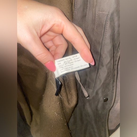 Gallery dark tan brown zip up hooded jacket with removable layers - Picture 5 of 6